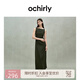 OCHIRLY 亞麻收褶小黑裙無袖連衣裙禮服女2025年夏季新款 軍綠 M