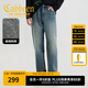 卡賓（CABBEEN）【寬松純棉】復(fù)古牛仔褲男2025夏季新款刺繡cleanfit直筒長(zhǎng)褲 蔚藍(lán)色47 29 /170/M