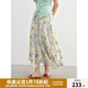獨(dú)束大碼微胖碎花半身裙女2025夏裝新款松緊腰不規(guī)則下擺A字長裙 青蘋果蒼蘭 L （尺碼：2）