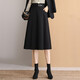 白鹿語(yǔ)秋冬壓褶垂順半身裙純色高腰通勤中長(cháng)款A字裙女 黑色1 S
