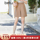 betu百圖女裝短褲女夏ins風(fēng)簡(jiǎn)約多色休閑短褲女高腰闊腿褲短褲女2204T57 咖啡色 L