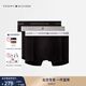 TOMMY HILFIGER【三條裝】秋冬男撞色循環(huán)提花舒適微彈貼身四角褲平角內(nèi)褲 灰色/黑色/白色0UC M