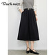塔馳密司輕奢法式復古黑色半身傘裙女2025秋季新款通勤百搭簡(jiǎn)單好看 黑色 XL (120-130斤)