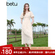 百圖betu女裝2025夏季新款短袖連衣裙柔軟棉質(zhì)刺繡泡泡袖裙子2507T50 杏色 S