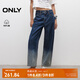 ONLY2025夏季新款高腰漸變寬松直筒褲七分褲牛仔褲女|12526I002 J34 390漸變牛仔洗水 M M標準褲長