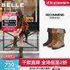 百麗（Belle）吳千語(yǔ)同款荒野來(lái)信西部靴女25新款商場(chǎng)絨面堆堆長(cháng)靴3QFC3DG5預售 深啡色長(cháng)筒-單里 38