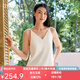 金三塔真絲吊帶桑蠶絲barin打底衫帶胸墊舒適內搭背心上衣【免穿文胸】 絲白 XL