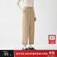 范思藍恩職業(yè)西裝褲休閑褲女冬裝設計感高腰直筒九分煙管褲14700 卡其色 M