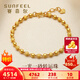 賽菲爾黃金手鏈女款足金一光一砂轉(zhuǎn)運(yùn)珠圓珠磨砂手鏈釘沙光珠手串 可調(diào)節(jié) 約5.43克 約17cm