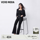 VEROMODA牛仔褲秋季新款壓線設計高腰九分微喇褲時尚3449010 黑牛仔色 常規(guī) 170/72A/L