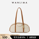 萬(wàn)里馬（wanlima）春季新品保齡球腋下包牛皮枕頭包大容量真皮手提包包女包輕奢 月白/杏仁棕