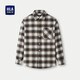 HLA海瀾之家長(cháng)袖襯衫男秋季時(shí)尚格子翻領(lǐng)休閑襯衣男