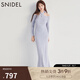 SNIDEL2025春夏新品優(yōu)雅掛脖蝴蝶結(jié)系帶露肩針織連衣裙SWNO251064 藍紫色 均碼