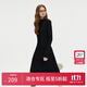 范思藍恩黑色半高領(lǐng)長(cháng)袖打底針織連衣裙女秋冬2024新款裙子14387 黑色 M
