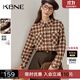 KBNE2024年新款長(cháng)袖直筒格子超好看襯衫洋氣設計感襯衣上衣春秋女 咖啡色 M