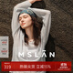 MSLAN淡月朦朧 鉤花鏤空 法式藍色針織罩衫慵懶落肩淡人套衫25夏 冰灰藍 S