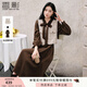 香影小香風(fēng)連衣裙套裝女2025秋季新款法式馬甲長(cháng)袖燈芯絨裙子套裝 咖色 M 160/84A/95-110斤