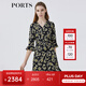 PORTS寶姿春夏新品女裝中長袖連衣裙LM8D228MPS134 黑色印花 S (4)