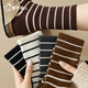 都市麗人5雙襪子女中筒襪秋冬季條紋純棉長(cháng)筒襪黑白冬天配鯊魚(yú)褲女士長(cháng)襪