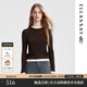 歌力思（ELLASSAY）秋季新款100%綿羊毛個(gè)性拼接長(cháng)袖針織T恤女EWB353Z00300 駝撞白 S