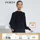 PORTS寶姿 商場(chǎng)同款新品女裝個(gè)性袖口針織上衣LL8K417KKY002 黑色 S ONE IZE