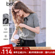 百圖betu女裝2025春夏新款毛針織衫蝴蝶結(jié)綁帶短袖針織衫女2502T06 灰色 S