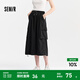 森馬（Semir）半身裙女復(fù)古風(fēng)質(zhì)感松緊腰夏季潮酷街頭設(shè)計(jì)感抽繩工裝裙美式 黑色90001 S 155/62A