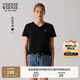 Teenie Weenie小熊T恤女2025年春夏新款基礎(chǔ)V領(lǐng)寬松短袖T恤上衣女 黑色 XL 175
