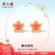 周六福  黃金耳飾女款足金琺瑯春日桃花朵朵耳釘 計價(jià) 一對-1.27g