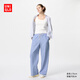 優(yōu)衣庫女裝麻混紡松緊長(cháng)褲/休閑褲加長(cháng)款73cm~75cm 473792 473792/65寶藍色 2XL