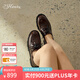 73Hours女鞋流心琥珀2024秋季新款擦色學(xué)院樂福鞋英倫復(fù)古小皮鞋 棕色 37