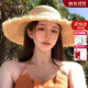 CHALL KITTY防曬帽子女2025新款夏季海邊沙灘大檐遮陽(yáng)編織拉菲漁夫草帽 卡其Khaki
