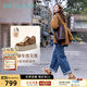 蹀愫（TIGRISSO）明星同款出游厚底增高7.5長(zhǎng)腿運(yùn)動(dòng)松糕休閑德訓(xùn)鞋TA63598-50 駝色牛皮革/駝色牛剖層皮革 36 (230mm)