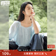 對白法式方領(lǐng)短袖襯衫女夏季2025新款雪紡衫優(yōu)雅減齡泡泡袖薄上衣 晴空藍 S