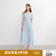 獨束大碼女裝【海鹽白沙】多彩紐扣連衣裙夏季新款氣質(zhì)優(yōu)雅長裙 空氣藍(lán) 2XL （尺碼：4）