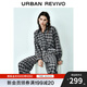 UR2025秋季新款女裝撞色格紋燙鉆裝飾長袖罩衫襯衫UWJ250043 黑色格子 (偏寬松) M