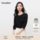 珂萊蒂爾2025年淺綠羊絨圓領(lǐng)針織衫女優(yōu)雅珠飾套頭上衣女 黑色 2XL