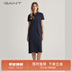 GANT/甘特新款女裝翻領(lǐng)長(cháng)裙裙子純色休閑寬松百搭POLO裙短袖連衣裙 晚藍色 M