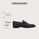 菲拉格慕（Ferragamo）男士黑色Gancini扣飾莫卡辛鞋 0768125_3E _ 80 七夕禮物送男友