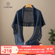 帕什女士羊絨披肩100%山羊絨25新款鏤空三角巾空調衫圍巾 JFNZ-000123 藏藍色