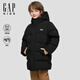 蓋璞Gap男女童2025秋季新款logo長(cháng)款防風(fēng)連帽羽絨服兒童裝外套805265 黑色 130 cm(8-9歲)亞洲尺碼