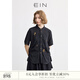 EIN瑰意苧麻 EIN言鎏金玫瑰刺繡小立領(lǐng)抽褶收腰短袖襯衫2025夏新款 石墨黑 M