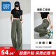 真維斯工裝闊腿褲女士新款美式傘兵褲夏季潮流街頭城市輕戶(hù)外寬松褲子JR 軍綠8770 S
