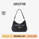 GROTTO個(gè)樂(lè )經(jīng)典迷你hobo植鞣綿羊皮輕便單肩斜挎小軟包禮物 經(jīng)典黑（金標MINI） MINI