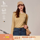 哈吉斯（HAZZYS）女裝 春秋款女【PHIZ系列】條紋長(cháng)袖T恤ABTSE0BCX01 米色BI L (165/88A 40)