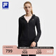 FILA 斐樂(lè )官方女裝針織連帽外套2025夏新款健身運動(dòng)基礎上衣 深黑-BK M 165/84A/M