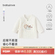babylove新生兒半背衣和尚服秋季純棉提花嬰兒上衣寶寶家居服睡衣星月棉毛 奶白色 52