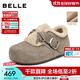 百麗（Belle）章若楠同款喵喵吐司毛毛勃肯鞋女2025冬新加絨棉鞋B2829DM5預售 灰色 37