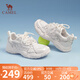駱駝（CAMEL）德訓鞋女珍珠蕾絲飾扣網(wǎng)面厚底休閑板鞋 L25M283090 白色  37 