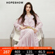 紅袖甜美垂感連衣裙2025春季新款女裝波西米亞風(fēng)收腰木耳邊領(lǐng)雪紡長裙 煙霧粉181 S